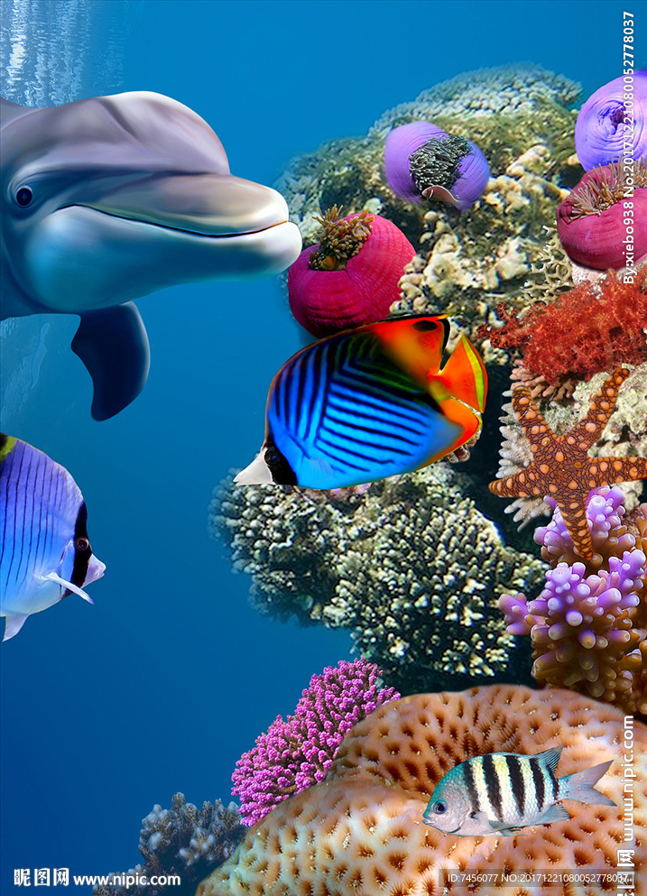 海底世界高清游鱼玄关过道