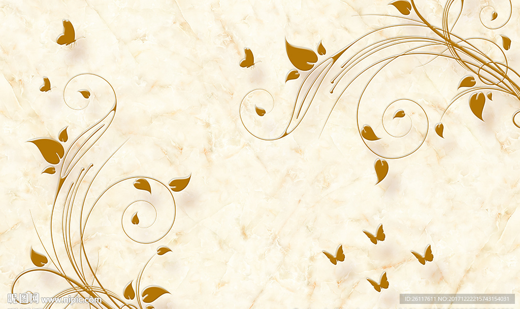 欧式花藤蝴蝶大理石电视背景墙