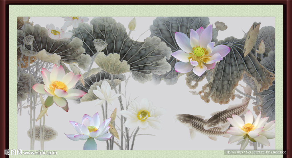 荷花国画