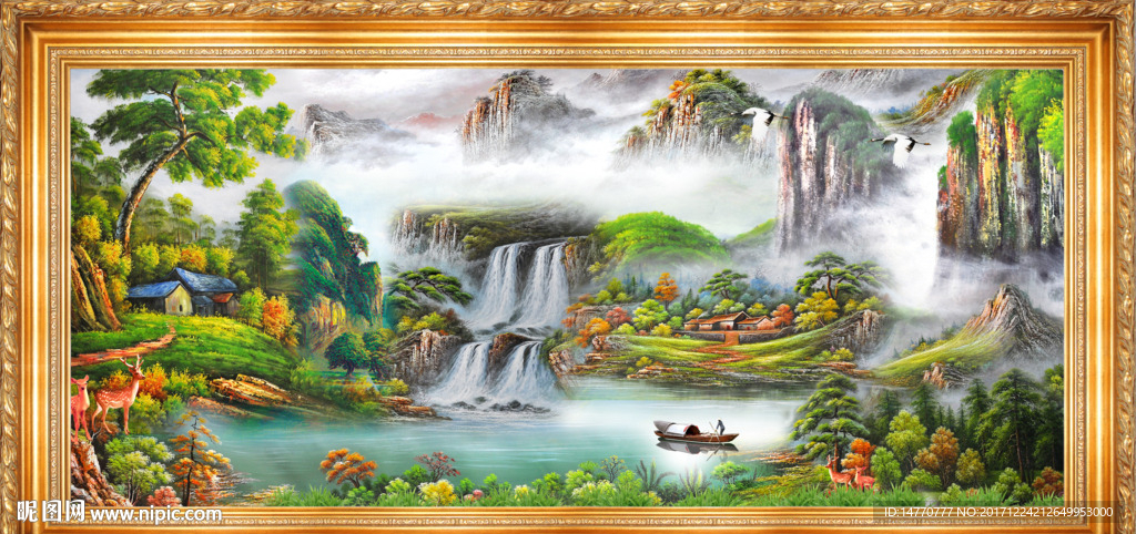 油画山水风景