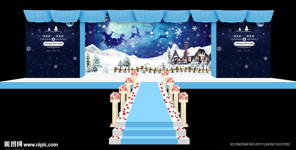 冰雪圣诞婚庆银幕背景图