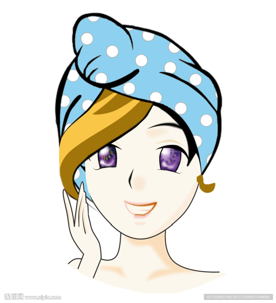 干发帽卡通美女
