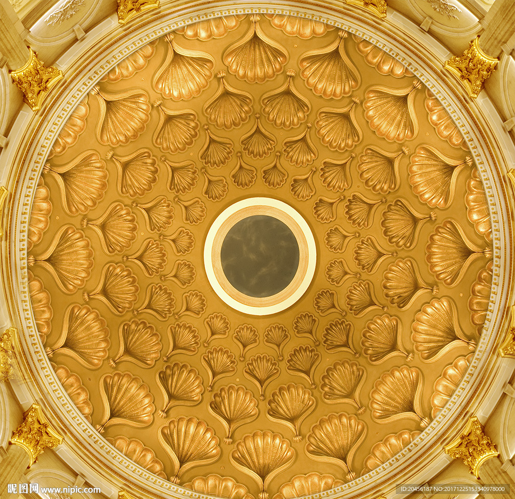 3D金色祥云吊顶壁画