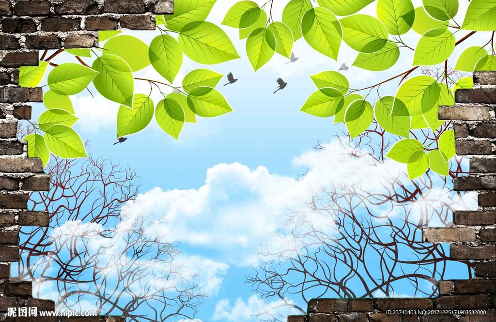 3d蓝天白云背景墙