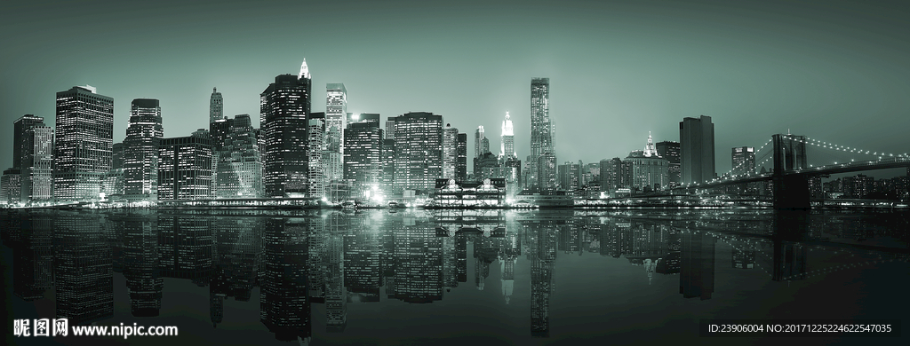 大型整房城市夜景背景墙装饰画