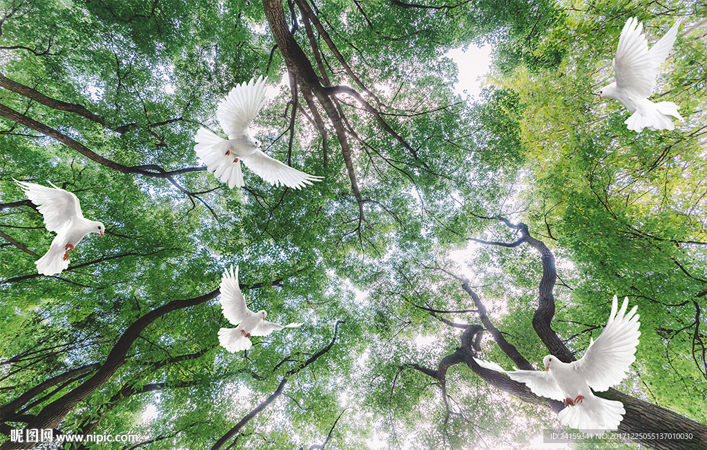 清新简约绿色树木吊顶