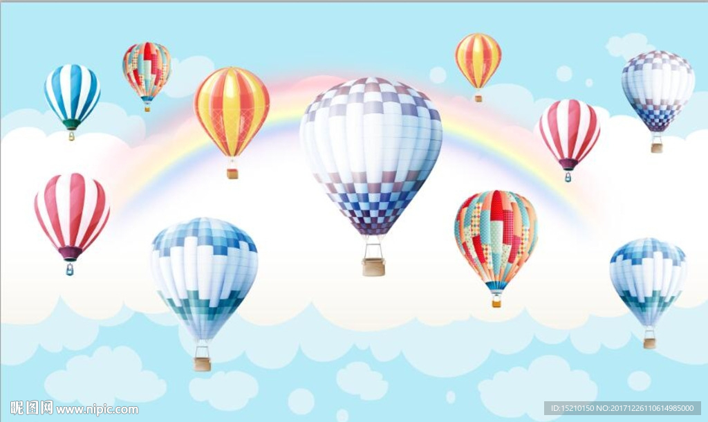蓝天白云热气球