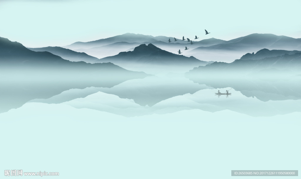 意境山水画背景墙