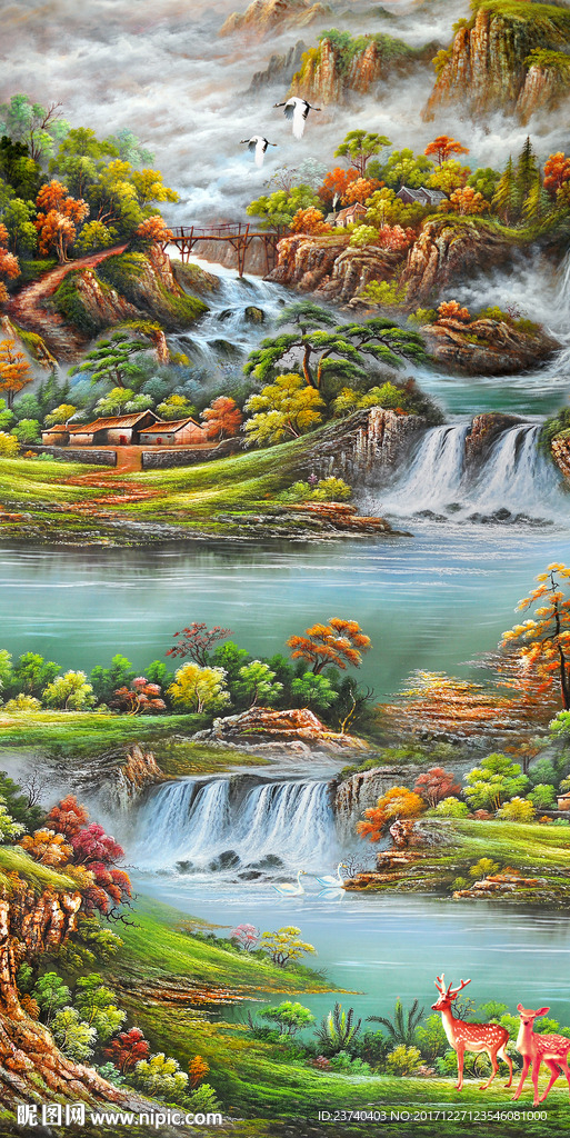 油画山水风景玄关