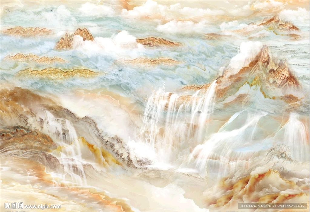 江山如画大理石山水石纹纹理背景