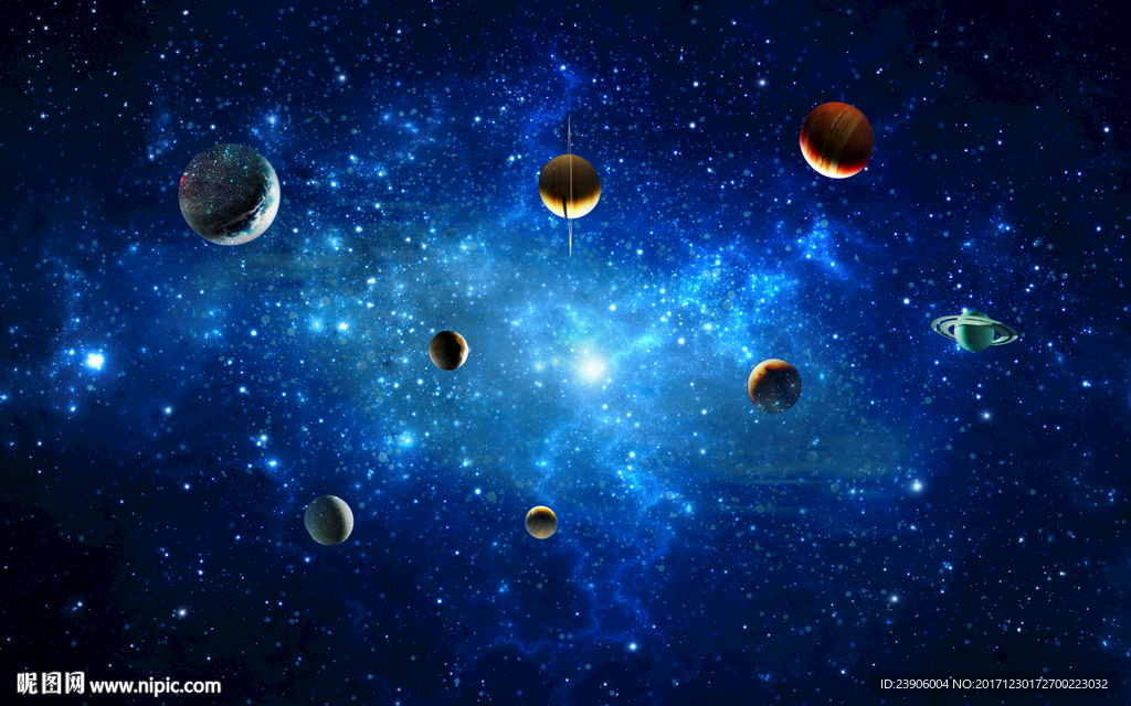 现代简约宇宙星空壁画背景墙