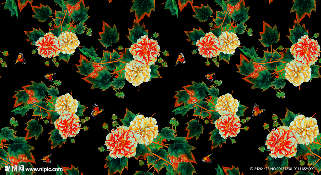 数码花型 面料花 花卉