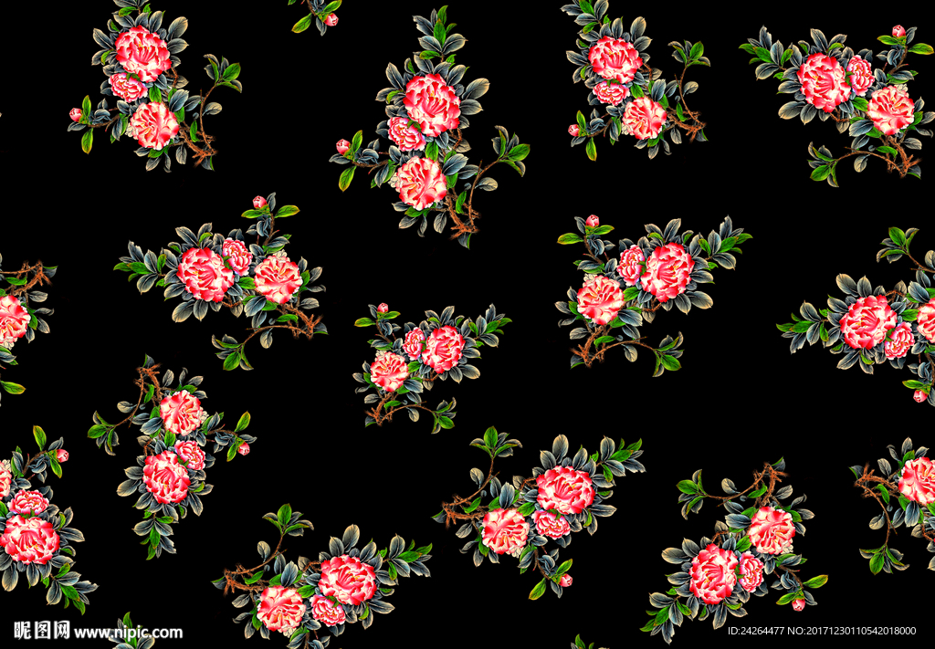 数码花型 花卉 工笔花卉