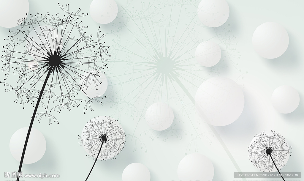 简约蒲公英圈圈电视背景墙