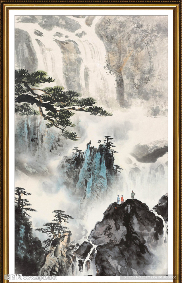 竖幅山水画