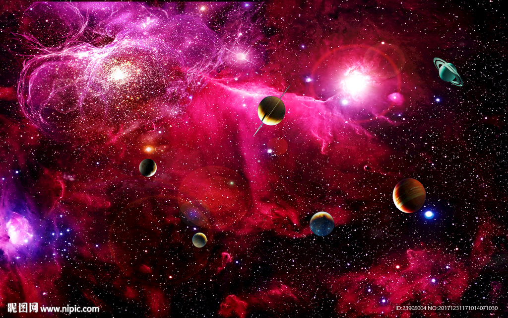 现代简约宇宙星空壁画背景墙