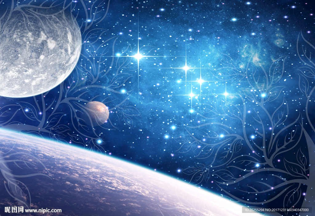 宇宙星空大树电视背景墙