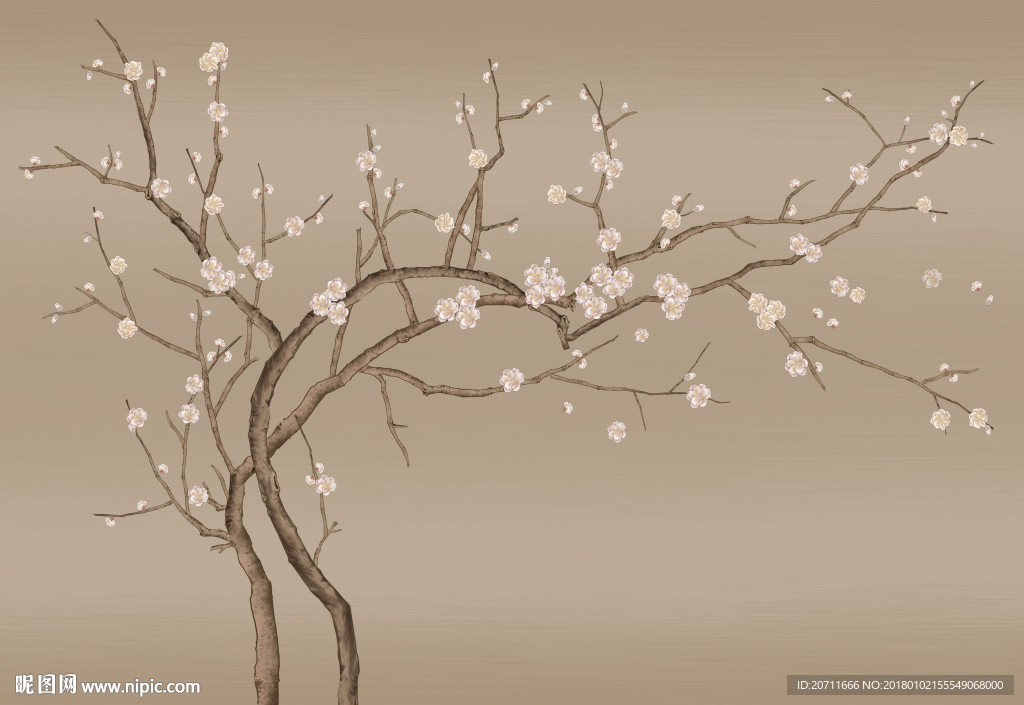 复古中式工笔梅花