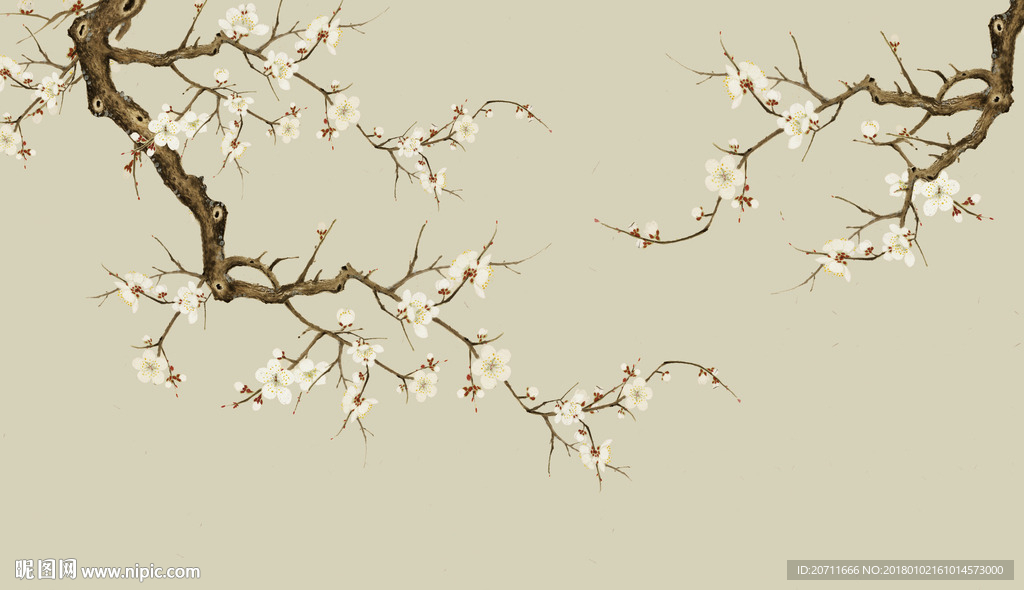 新中式复古白色腊梅