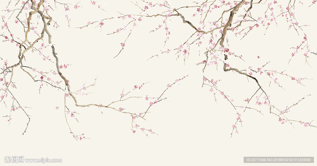 新中式粉色梅花背景