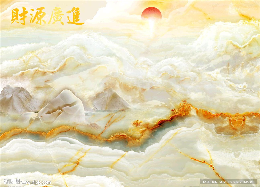 长江奔腾山水大理石纹理罗马柱