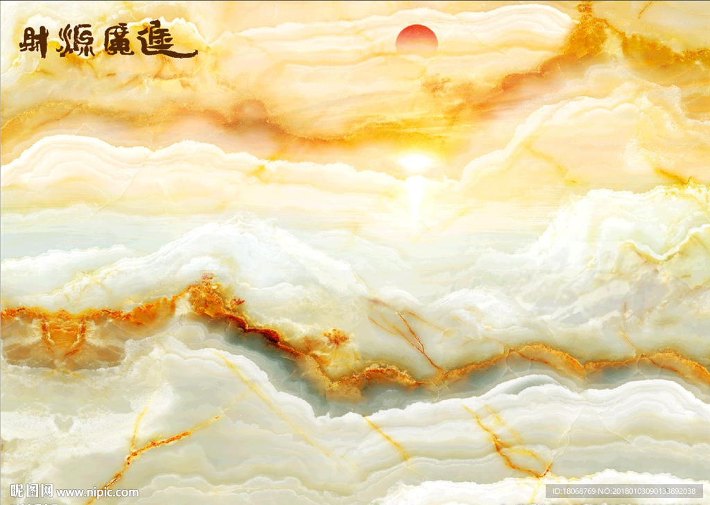 高清流水风景电视背景墙装饰画