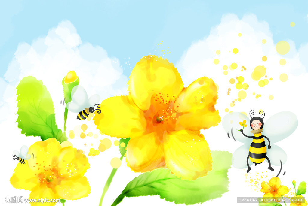 小蜜蜂儿童卡通插画背景