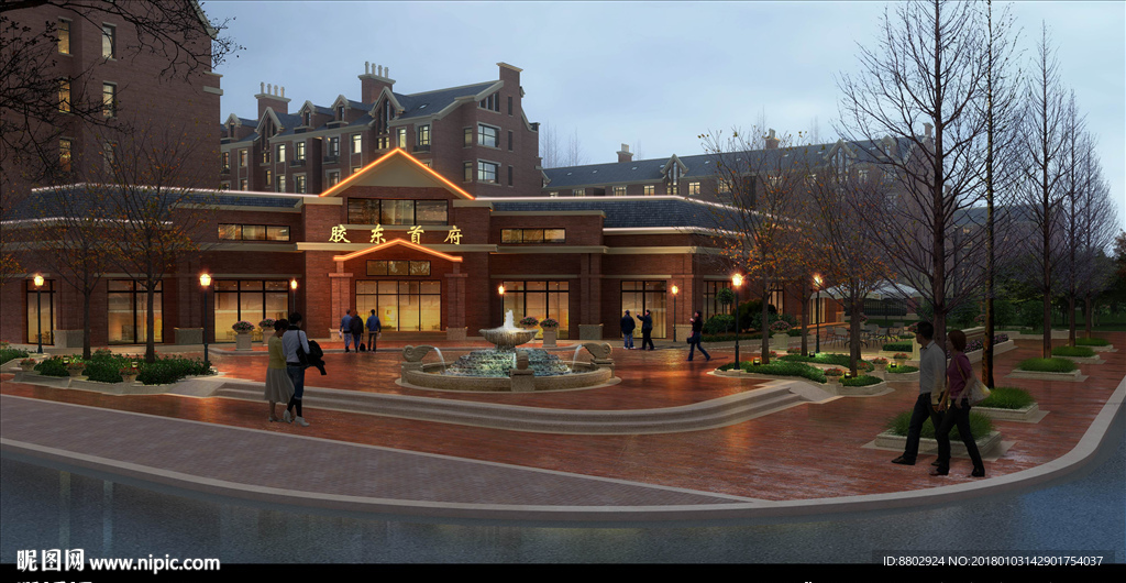 小区夜景效果图