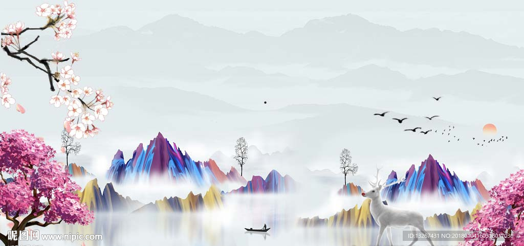 中式大气水墨山水