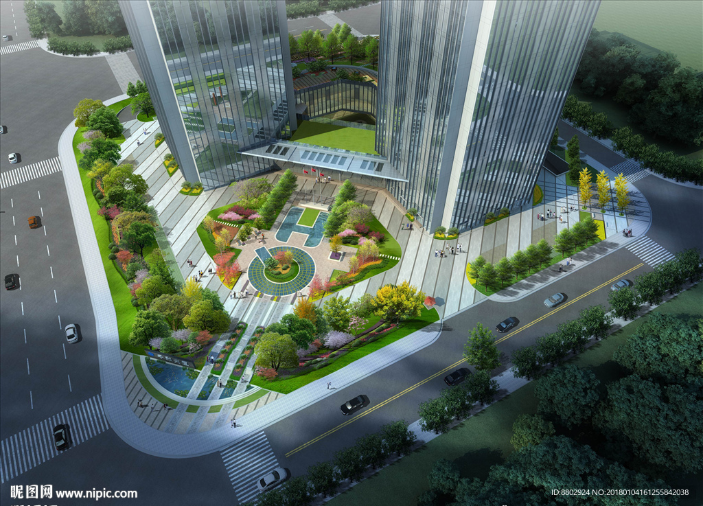 广场景观鸟瞰效果图