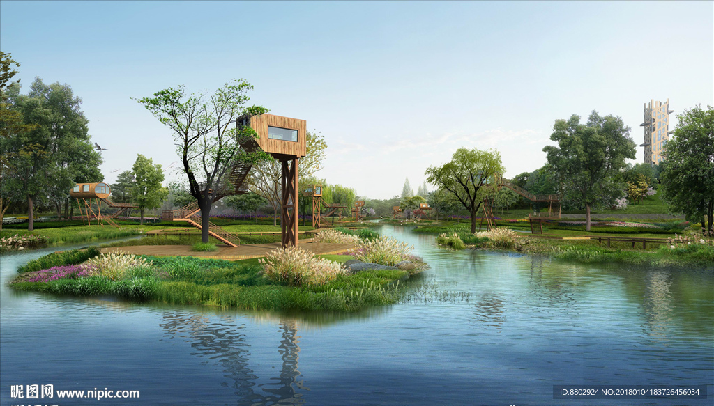 生态湿地景观效果图