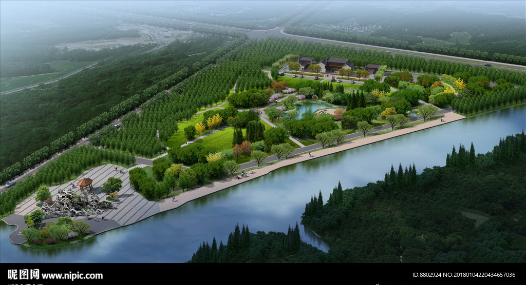 公园景观鸟瞰效果图