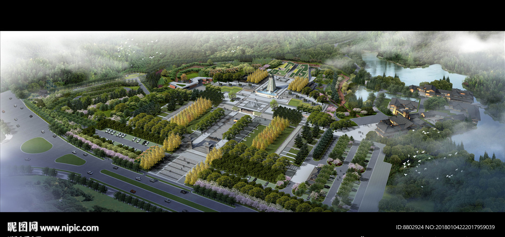 广场鸟瞰效果图