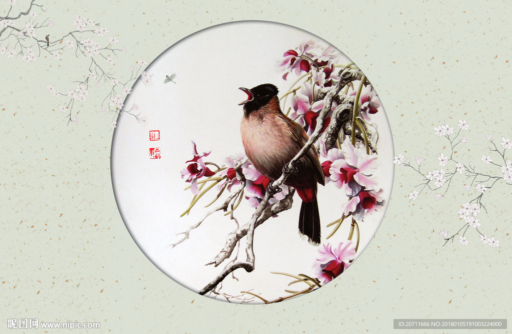 喜鹊迎春花 报喜图