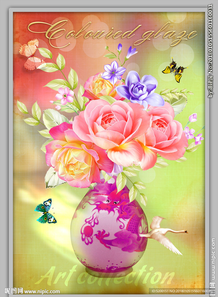 油画花卉 花瓶