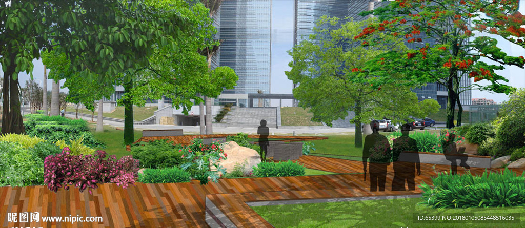 商业区休息广场效果图