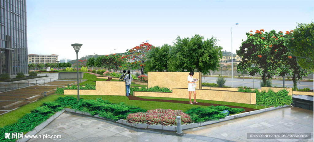 小广场节点景观效果图