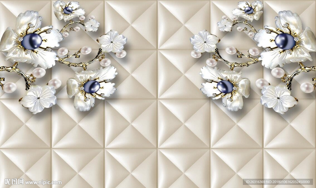 3D立体软包珠宝钻石背景墙