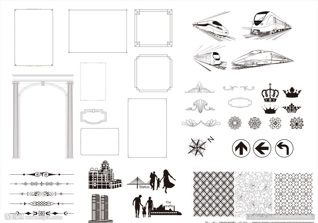 边框 城市素材 高铁矢量 桥