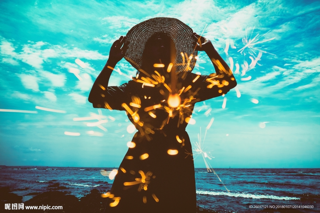 人物大海炫彩摄影图片