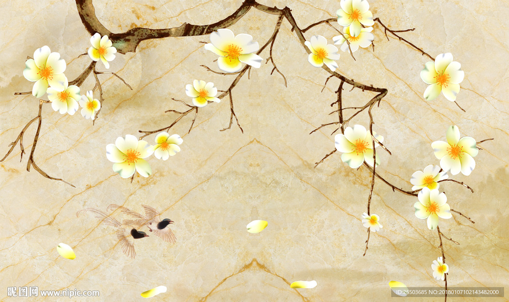 清新花背景墙壁画