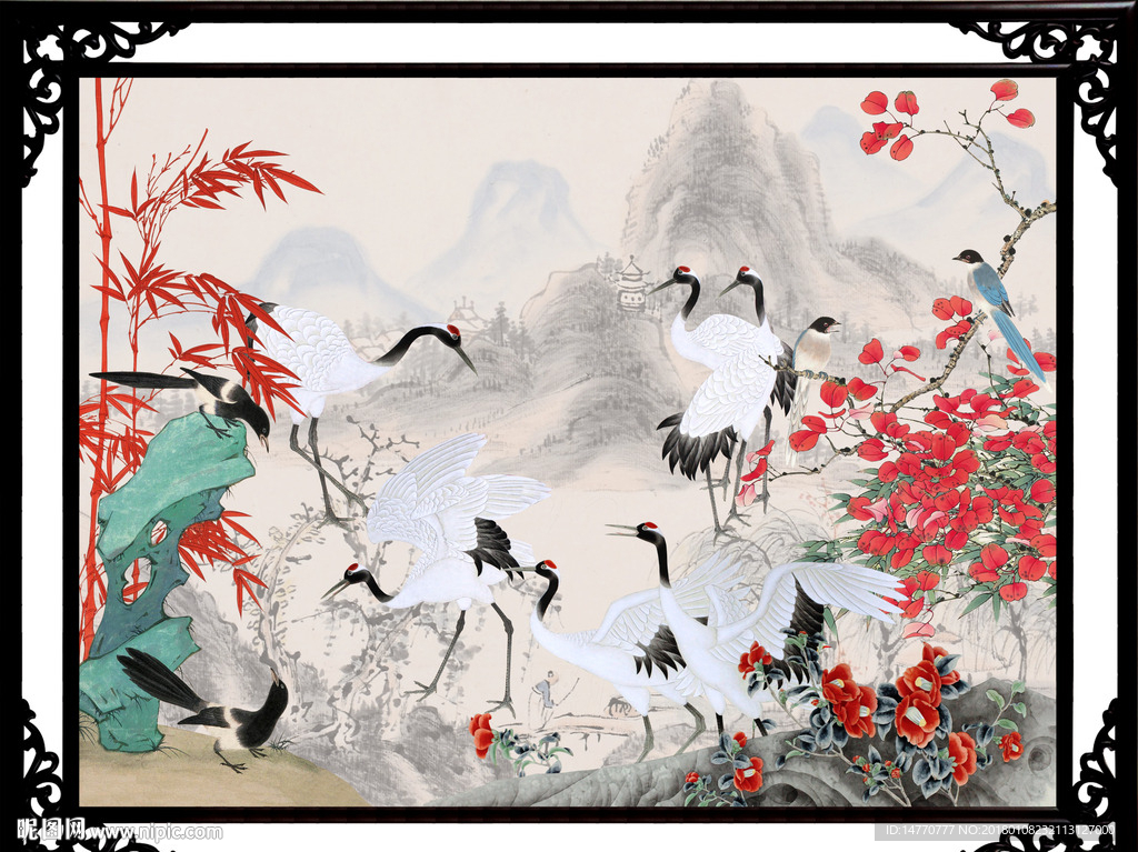 国画仙鹤图