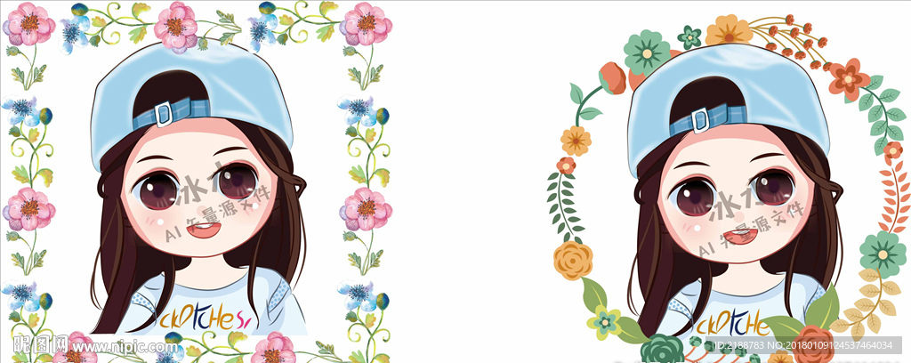 手绘小女孩 动漫人物 Q版人物