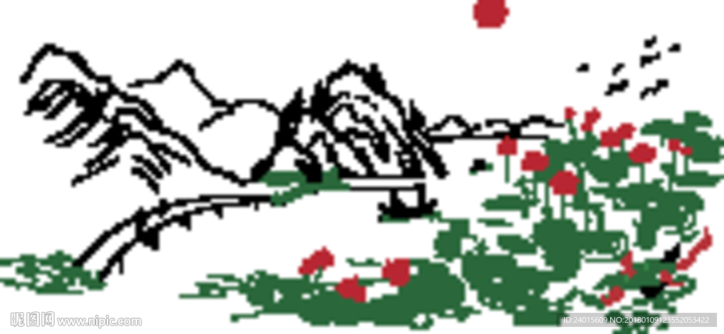 映日荷花别样红 山水画