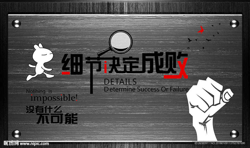 细节决定成败金属励志背景墙