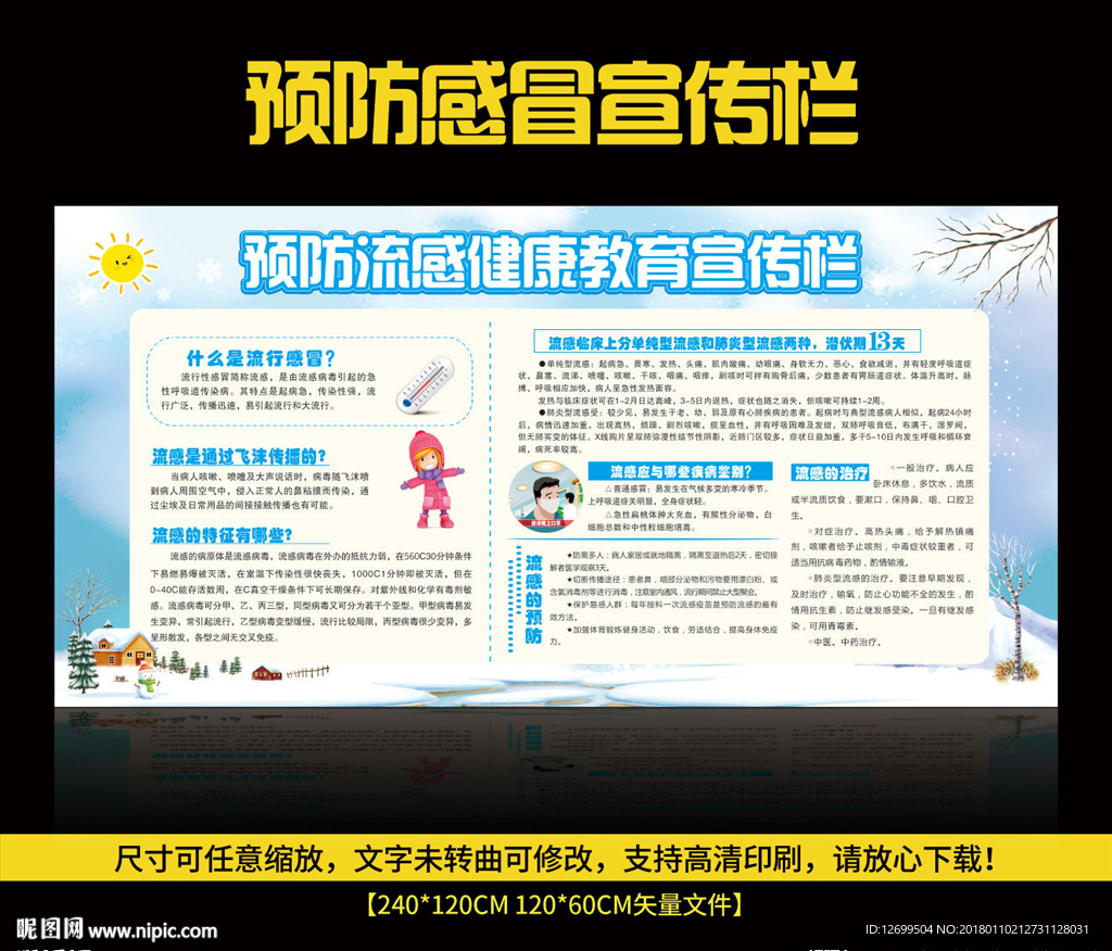 预防感冒健康教育宣传栏展板