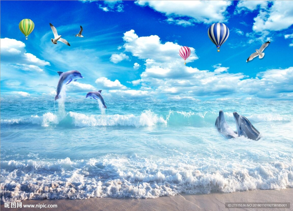 蓝天白云海景图