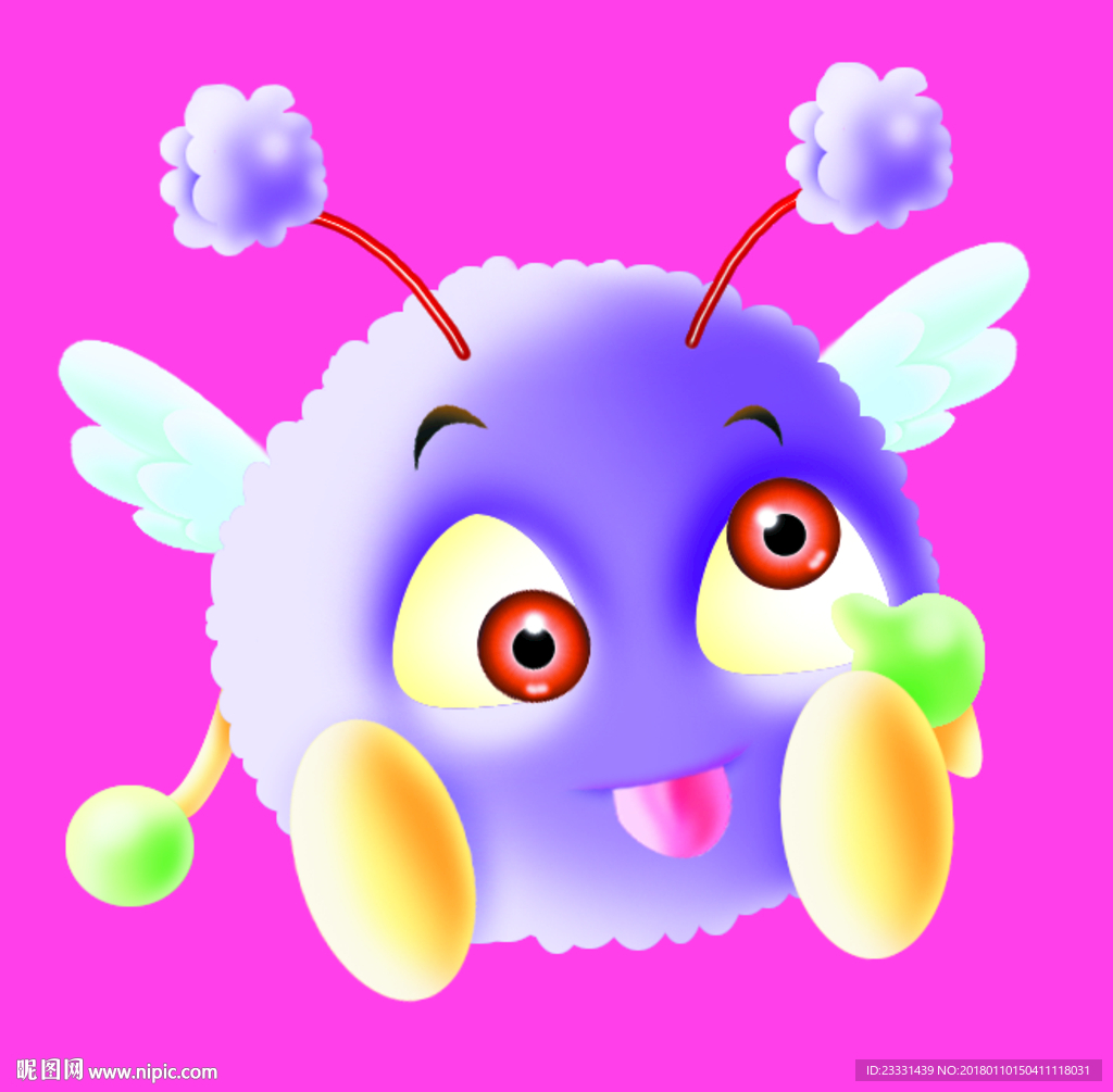 可爱鬼脸小毛团天使.tif