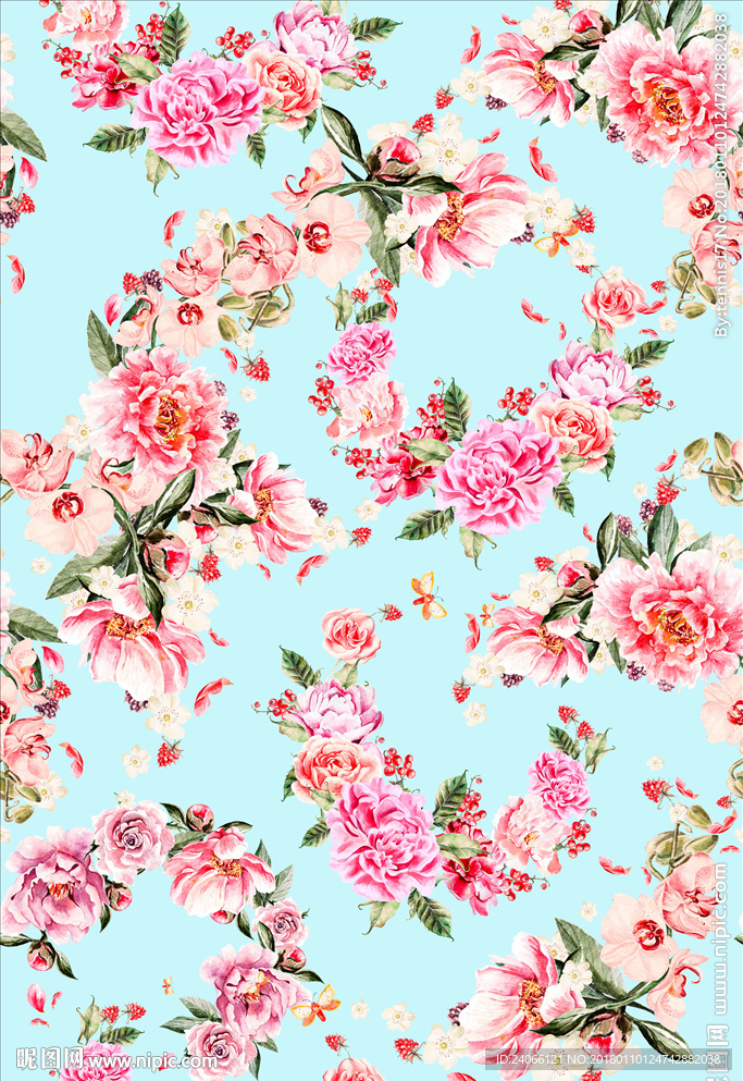 女装水彩花卉花型