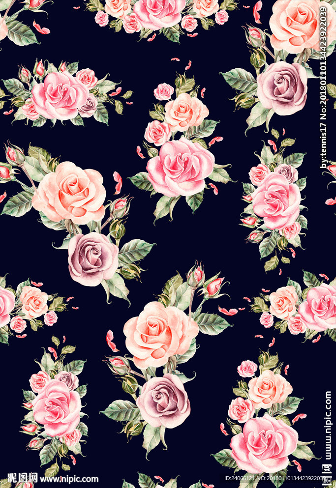 女装水彩花卉花型